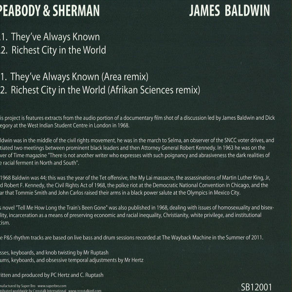 Peabody & Sherman : James Baldwin (12")