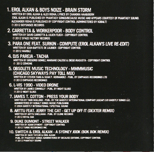 Erol Alkan : I Love Techno 2012 (CD, Mixed)