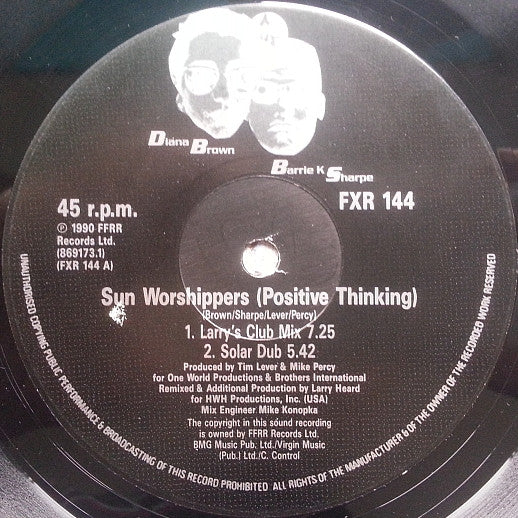 Diana Brown & Barrie K Sharpe : Sun Worshippers (Remixes) (12")
