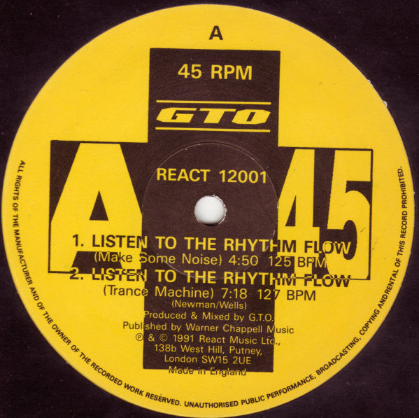 GTO : Listen To The Rhythm Flow / The Bullfrog (12")