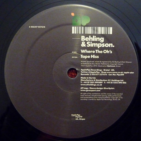 Behling & Simpson : Where The Oh's (12")