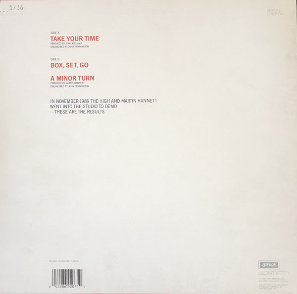 The High : Take Your Time (The Martin Hannett Session) (12", Single, Ltd, Num)