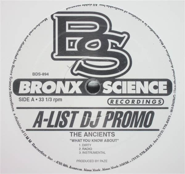 The Ancients : What You Know About (12", Promo)