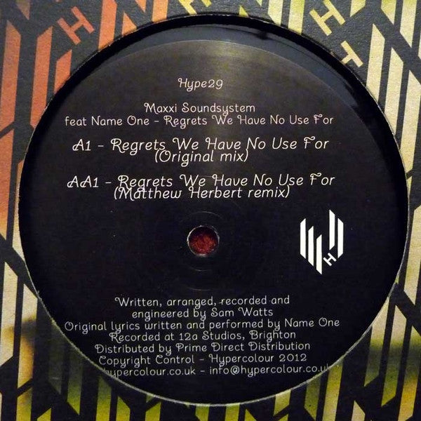 Maxxi Soundsystem Feat Name One : Regrets We Have No Use For (12")