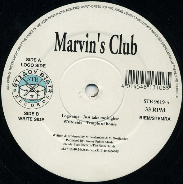 Marvin's Club : Just Take Me Higher / Temple Of House (12")