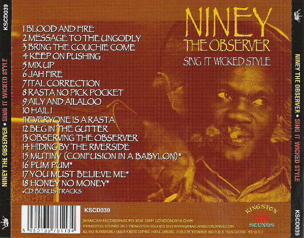 Niney The Observer : Sing It Wicked Style (CD, Comp)
