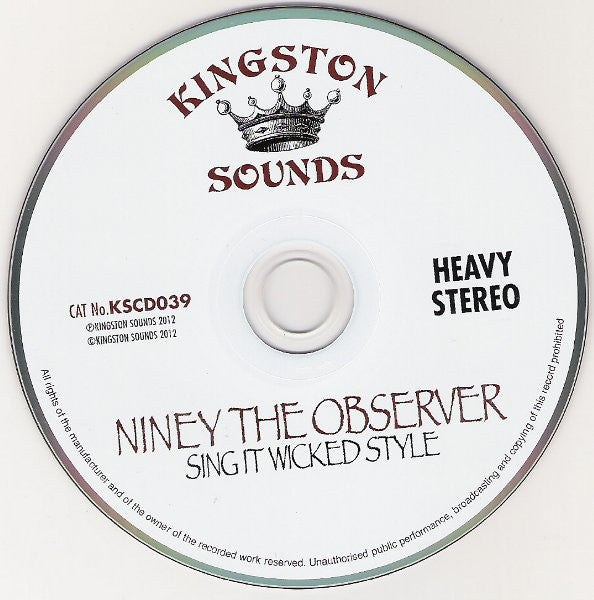 Niney The Observer : Sing It Wicked Style (CD, Comp)