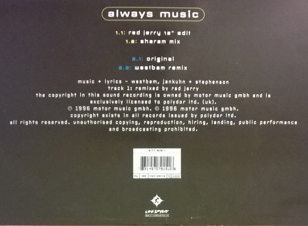 Westbam, Koon + Axel Stephenson : Always Music (12")