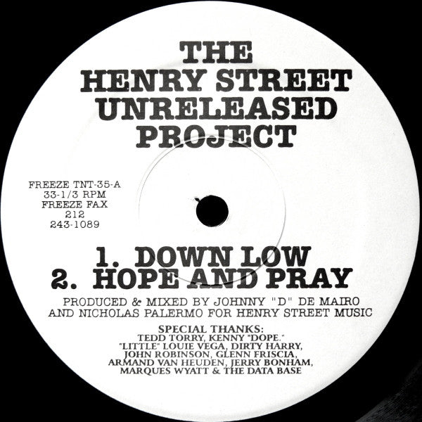 Johnny D & Nicky P : The Henry Street Unreleased Project (12")