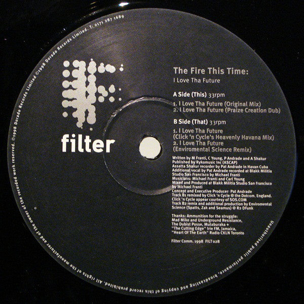 The Fire This Time : I Love Tha Future (12")