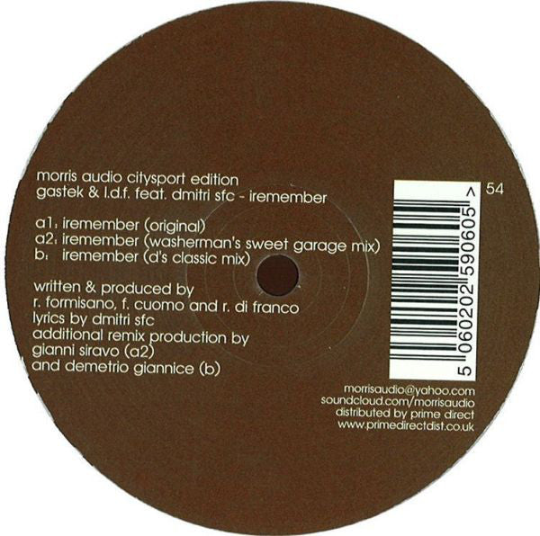 Gastek & Lello Di Franco Feat. Dmitri Sfc : Iremember (12")