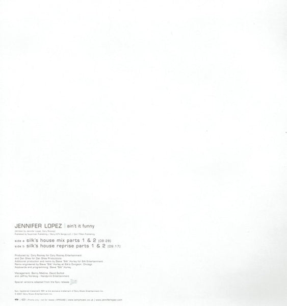Jennifer Lopez : Ain't It Funny (Steve 'Silk' Hurley Mixes) (12", Single, Promo)