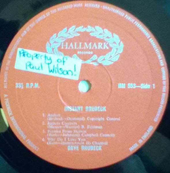 Dave Brubeck : Instant Brubeck (LP, Album, Mono, RE)