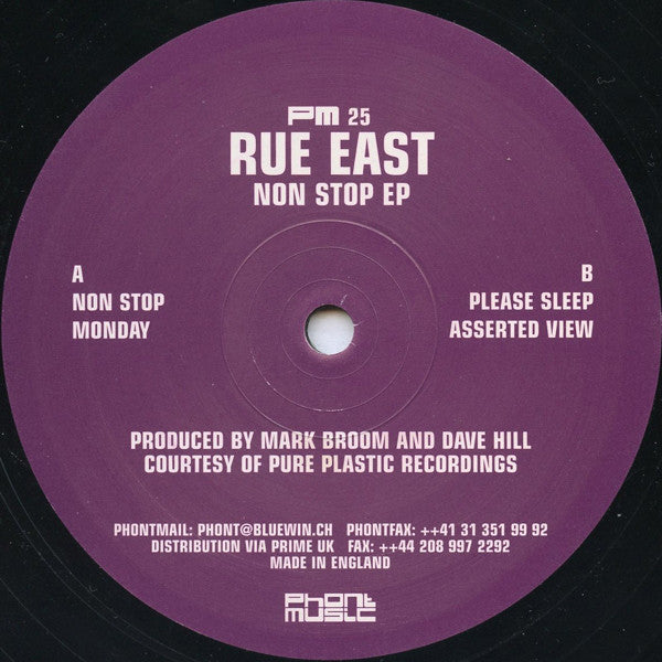 Rue East : Non Stop EP (12", EP)