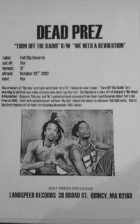 dead prez : Turn Off The Radio / We Need A Revolution (12", W/Lbl)