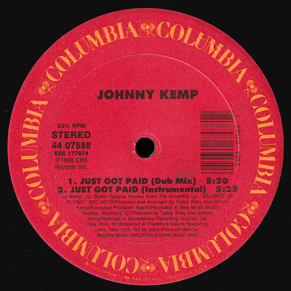 Johnny Kemp : Just Got Paid (12")