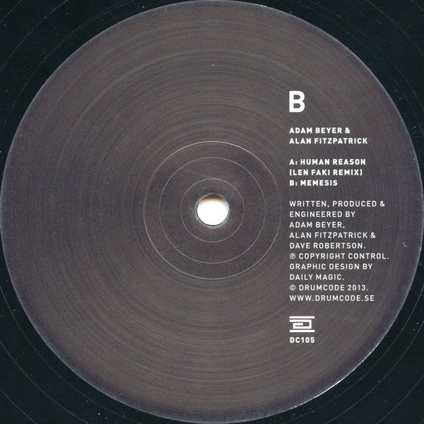 Adam Beyer & Alan Fitzpatrick : Human Reason (Len Faki Remix) / Memesis (12")