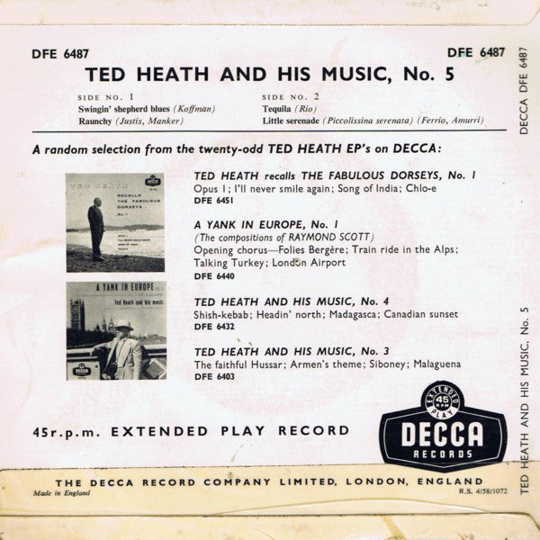 Ted Heath And His Music : No.5 (7", EP)