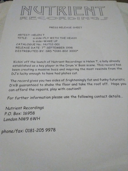 Helen T* : Fly With The Heavy / Wake Up (12")