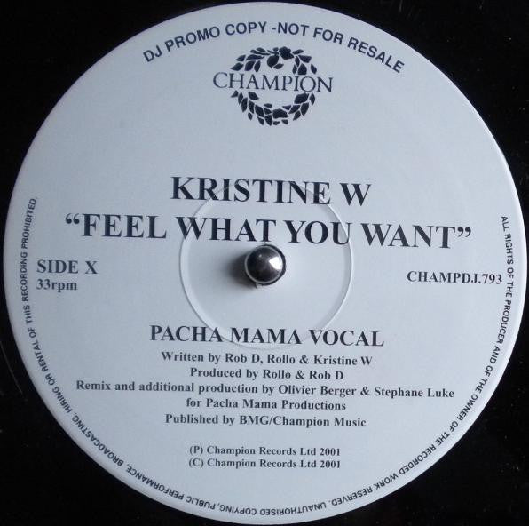 Kristine W : Feel What You Want (12", Promo)