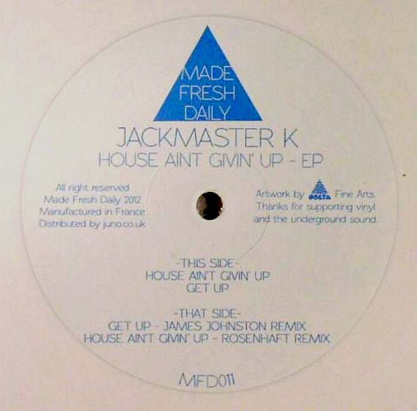 Jackmaster K : House Aint Givin' Up - EP (12", EP, Whi)