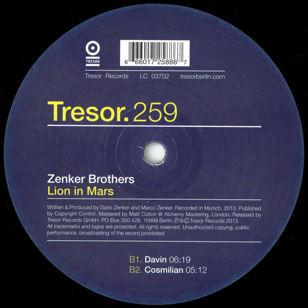 Zenker Brothers : Lion In Mars (12")