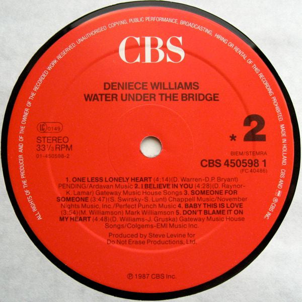 Deniece Williams : Water Under The Bridge (LP, Album)