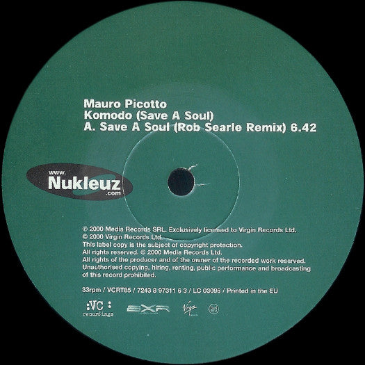 Mauro Picotto : Komodo (Save A Soul) (12")
