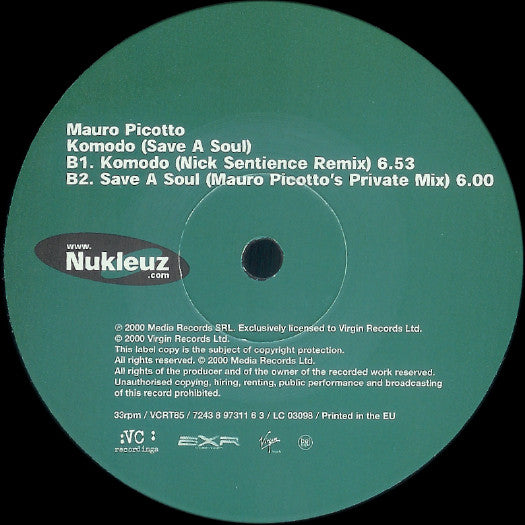 Mauro Picotto : Komodo (Save A Soul) (12")