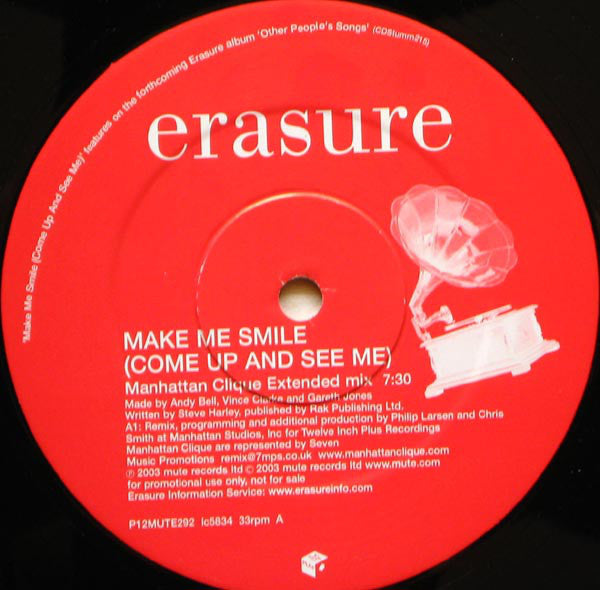 Erasure : Make Me Smile (Come Up And See Me) (12", Promo)