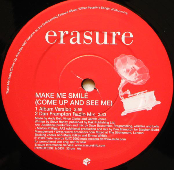 Erasure : Make Me Smile (Come Up And See Me) (12", Promo)