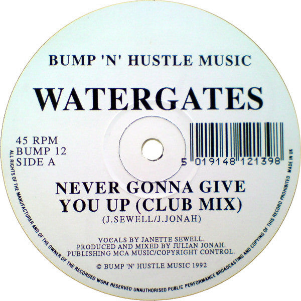 Watergates : Never Gonna Give You Up (12")