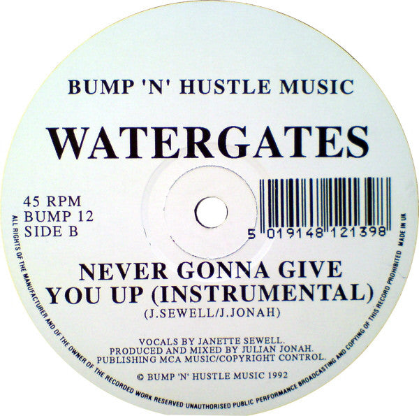 Watergates : Never Gonna Give You Up (12")
