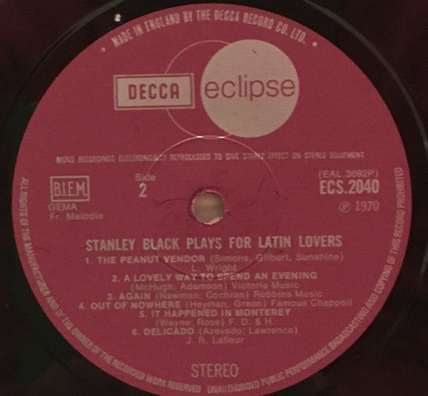 Stanley Black : Plays For Latin Lovers (LP, Album)