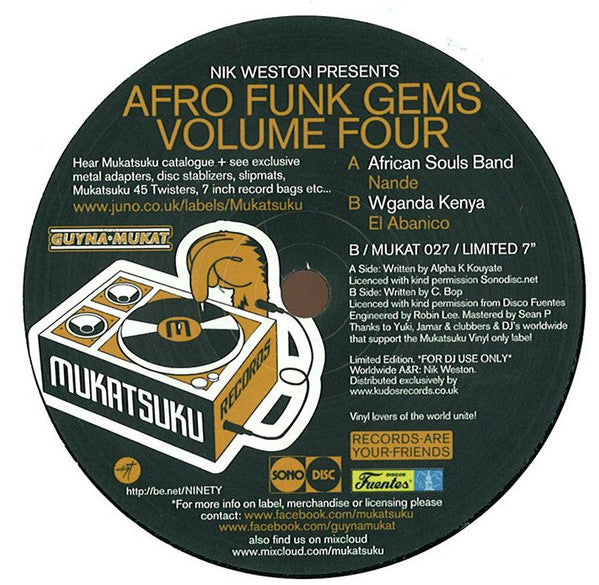 Nik Weston Presents African Soul Band / Wganda Kenya : Afro Funk Gems Volume Four (7", Ltd)