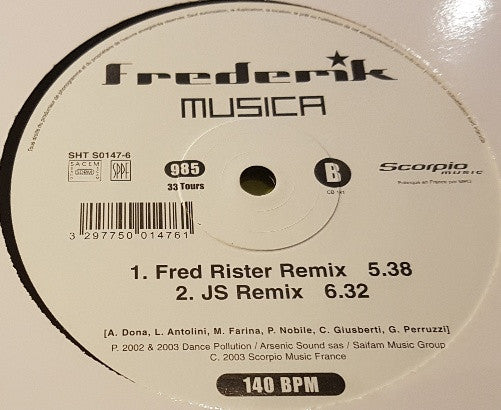 Frederik (2) : Musica (12")