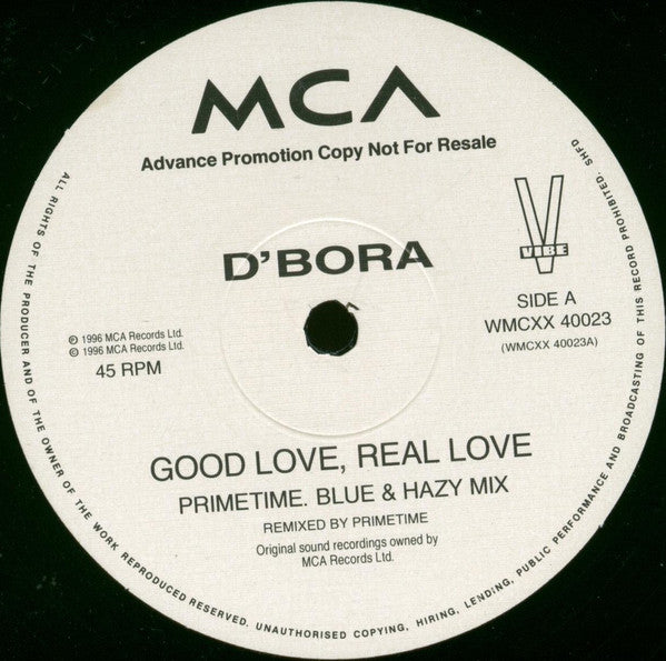 D'Bora : Good Love, Real Love (Primetime Mixes) (12", Promo)