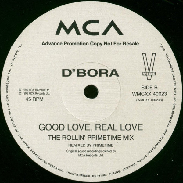 D'Bora : Good Love, Real Love (Primetime Mixes) (12", Promo)