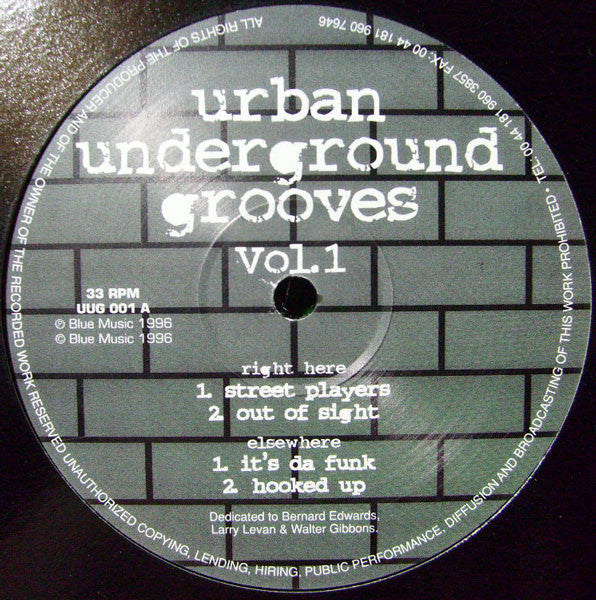 Unknown Artist : Urban Underground Grooves Vol 1 (12")