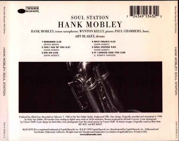 Hank Mobley : Soul Station (CD, Album, RE, RM)