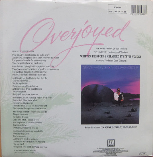 Stevie Wonder : Overjoyed (12", Maxi)