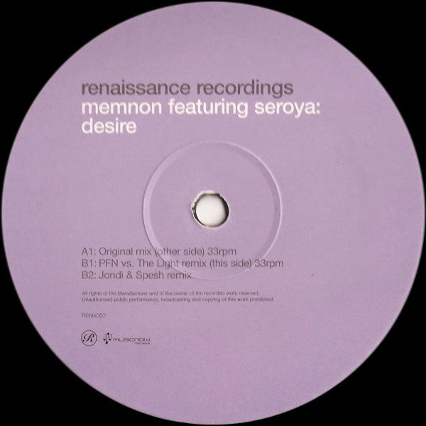 Memnon Featuring Seroya : Desire (12")