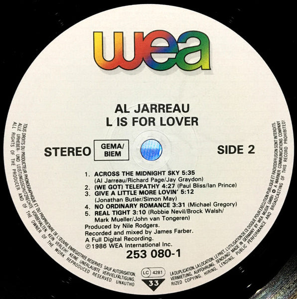 Al Jarreau : L Is For Lover (LP, Album)