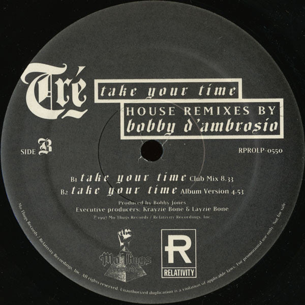 Tré : Take Your Time (House Remixes By Bobby D'Ambrosio) (12", Promo)