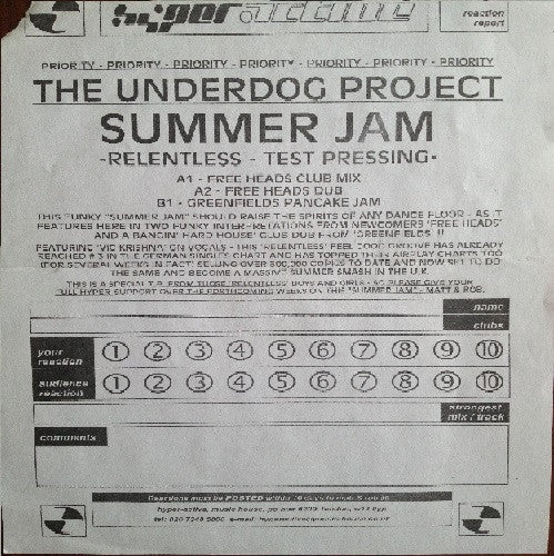 The Underdog Project : Summer Jam (12", TP, W/Lbl)