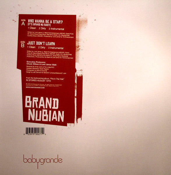 Brand Nubian : Who Wanna Be A Star? (It's Brand Nu Baby!) / Just Don't Learn (12")