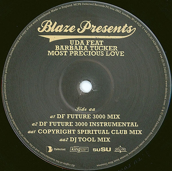 Blaze Presents Underground Dance Artists United For Life Feat Barbara Tucker : Most Precious Love (Part One) (12")