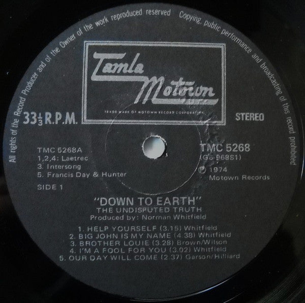 Undisputed Truth (2) : Down To Earth (LP, Album)