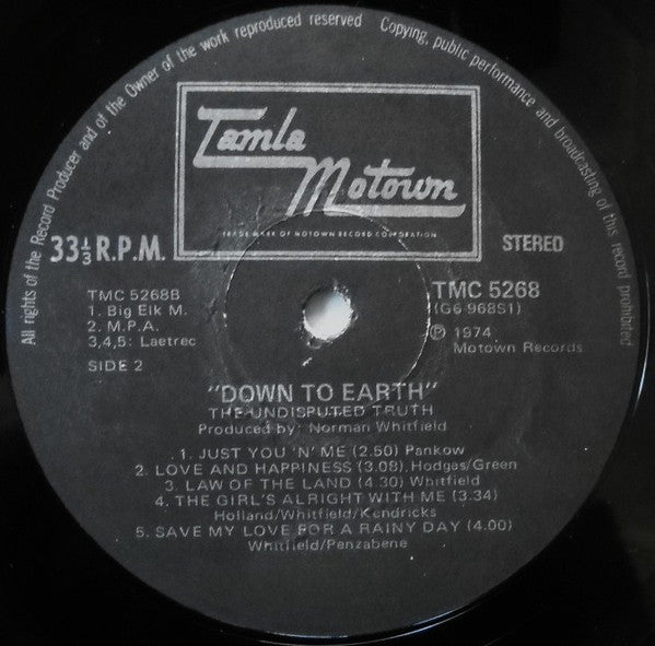 Undisputed Truth (2) : Down To Earth (LP, Album)