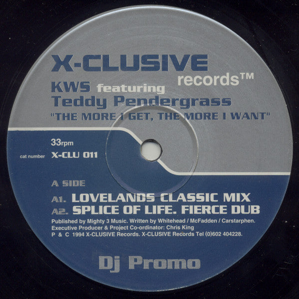 K.W.S. Featuring Teddy Pendergrass : The More I Get, The More I Want (Parts 1 & 2) (2x12", Promo)